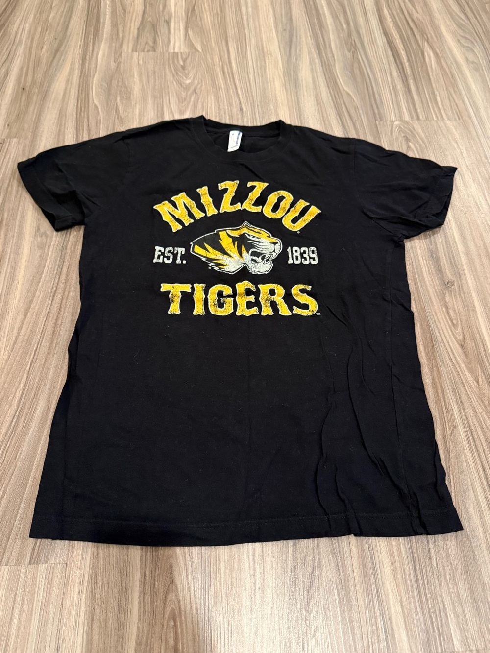 Mizzou Tigers Black Short Sleeve Tee Men’s Size M 100% Cotton